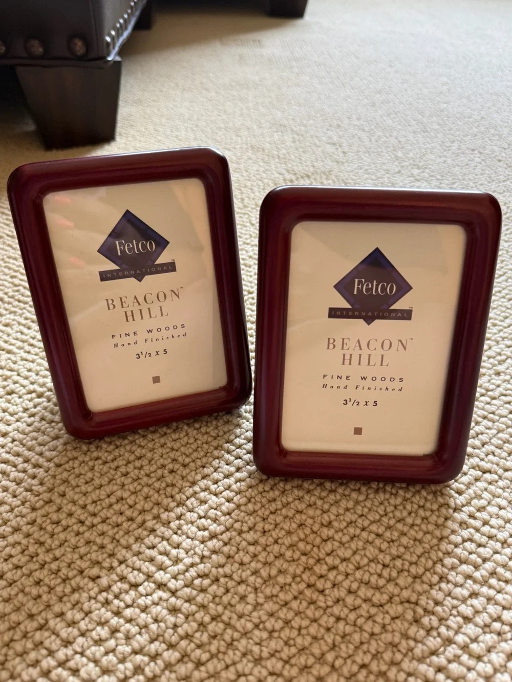 vintage burgundy wood picture frame set of 2 - fetco beacon hill!